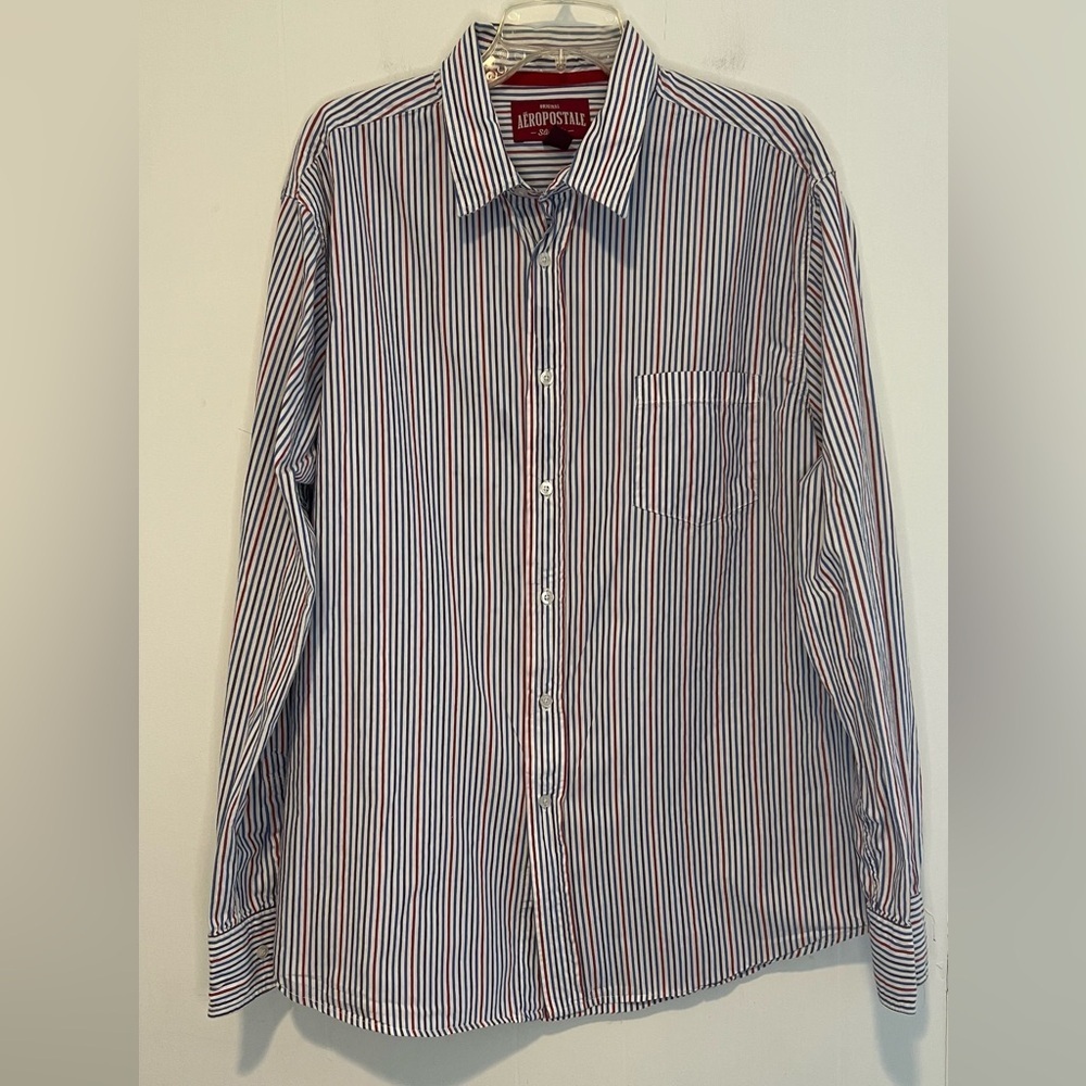 Aeropostale Slim Fit Men’s Striped Long Sleeve Button Up Shirt Z14